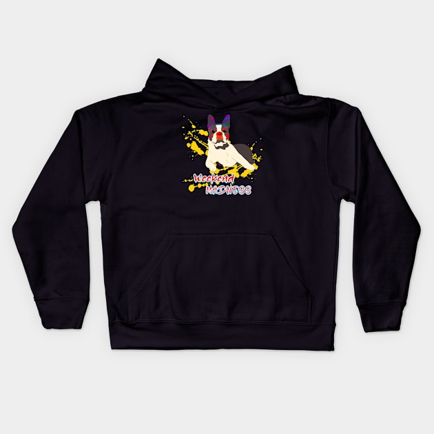 Bulldog - weekend madness Kids Hoodie by 1Nine7Nine